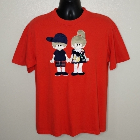 Vtg 80s 90s Adult Large T-shirt Tee Single Stitch USA Red Cottagecore Grandma - Picture 1 of 7